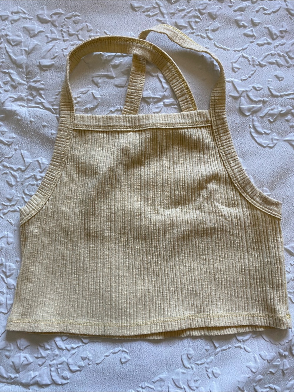 Ribbed yellow Halter Crop Top